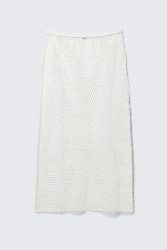 Mesh Midi Skirt – White