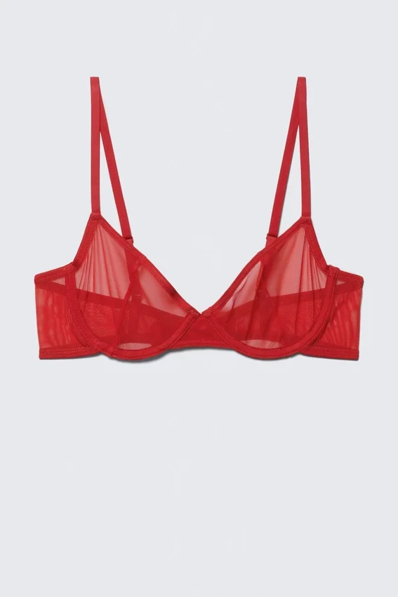 Mesh Wire Bra – Bright Red Mesh Wire Bra – Bright Red