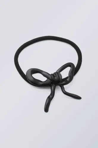 Metal Bow Hair Elastic – Black Metal Bow Hair Elastic – Black