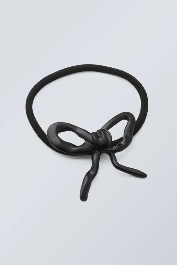 Metal Bow Hair Elastic – Black Metal Bow Hair Elastic – Black