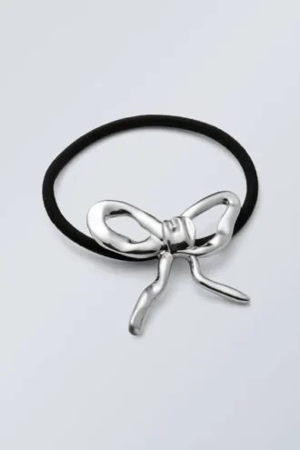 Metal Bow Hair Elastic – Silver