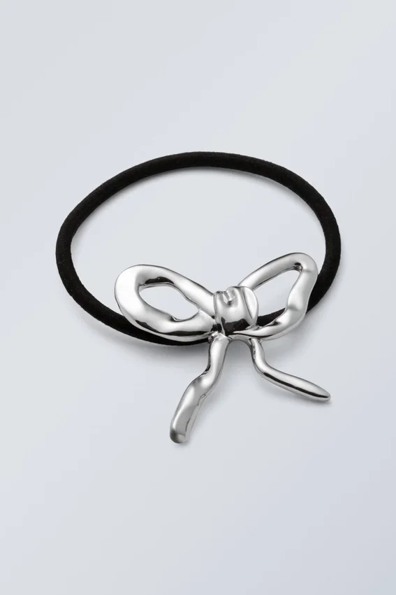 Metal Bow Hair Elastic – Silver Metal Bow Hair Elastic – Silver