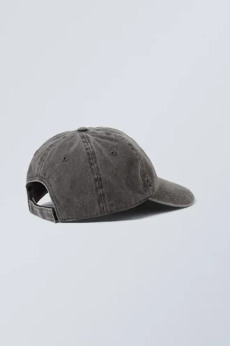 Metal Detail Baseball Cap – Washed Dark Grey