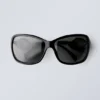 Metal Detailed Oval Sunglasses – Black Metal Detailed Oval Sunglasses – Black