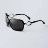 Metal Detailed Oval Sunglasses – Black Metal Detailed Oval Sunglasses – Black