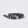 Metal Eyelet Faux Leather Belt – Black – Silver Buckle Metal Eyelet Faux Leather Belt – Black – Silver Buckle