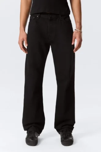 Meteor Low Rise Relaxed Straight Jeans – Black Rinse – Black