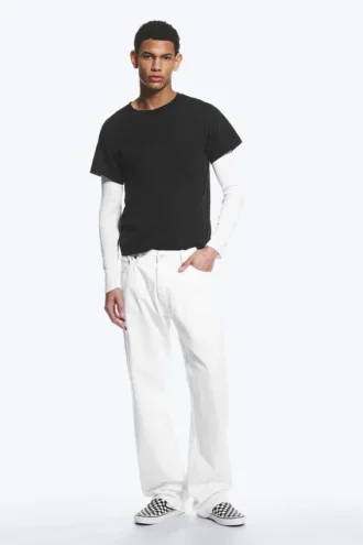 Meteor Low Rise Relaxed Straight Jeans – Dirty White – White