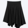 Mid Rise Asymmetric Jersey Skirt – Black Mid Rise Asymmetric Jersey Skirt – Black
