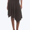 Mid Rise Asymmetric Jersey Skirt – Dark Brown Mid Rise Asymmetric Jersey Skirt – Dark Brown