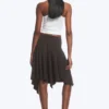Mid Rise Asymmetric Jersey Skirt – Dark Brown Mid Rise Asymmetric Jersey Skirt – Dark Brown