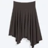 Mid Rise Asymmetric Jersey Skirt – Dark Brown Mid Rise Asymmetric Jersey Skirt – Dark Brown