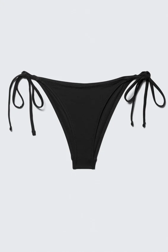 Mid Rise Brazilian Tie Bikini Bottoms – Black Mid Rise Brazilian Tie Bikini Bottoms – Black