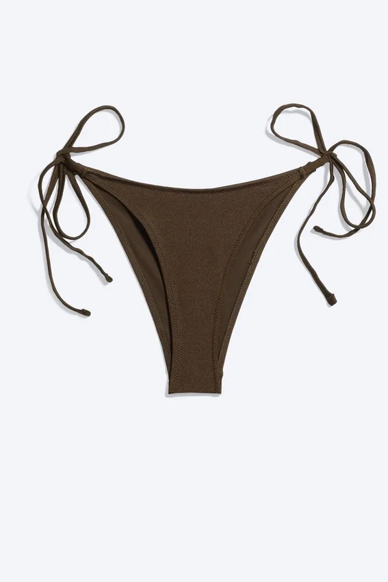 Mid Rise Brazilian Tie Bikini Bottoms – Dark Brown Mid Rise Brazilian Tie Bikini Bottoms – Dark Brown