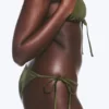 Mid Rise Brazilian Tie Bikini Bottoms – Dark Green – Shimmer Mid Rise Brazilian Tie Bikini Bottoms – Dark Green – Shimmer