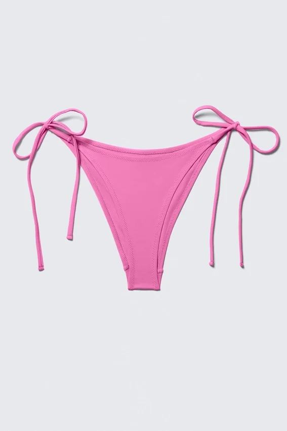 Mid Rise Brazilian Tie Bikini Bottoms – Pink Mid Rise Brazilian Tie Bikini Bottoms – Pink