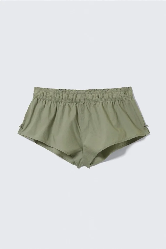 Mid-Rise Cotton Poplin Pyjama Briefs – Khaki Green Mid-Rise Cotton Poplin Pyjama Briefs – Khaki Green