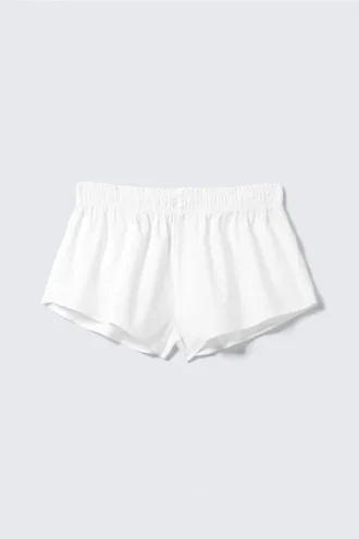 Mid-Rise Cotton Poplin Pyjama Shorts – White