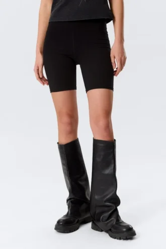 Mid Rise Fitted Biker Shorts – Black