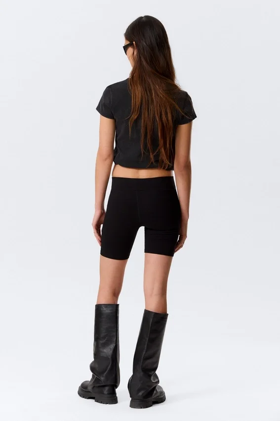 Mid Rise Fitted Biker Shorts – Black Mid Rise Fitted Biker Shorts – Black