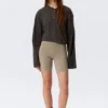 Mid Rise Fitted Biker Shorts – Greige Mid Rise Fitted Biker Shorts – Greige