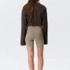 Mid Rise Fitted Biker Shorts – Greige Mid Rise Fitted Biker Shorts – Greige