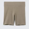 Mid Rise Fitted Biker Shorts – Greige Mid Rise Fitted Biker Shorts – Greige