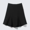 Mid Rise Flared Midi Skirt – Black Mid Rise Flared Midi Skirt – Black