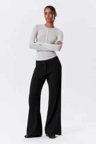 Mid Rise Flared Suiting Trousers – Black Mid Rise Flared Suiting Trousers – Black