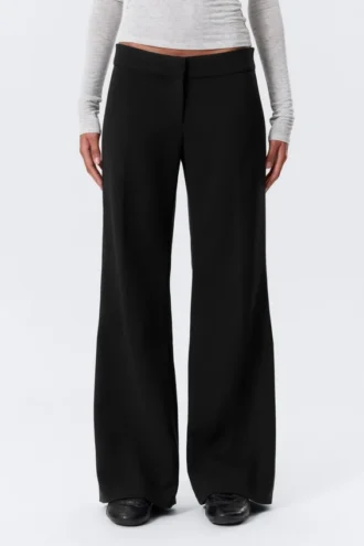 Mid Rise Flared Suiting Trousers – Black Mid Rise Flared Suiting Trousers – Black