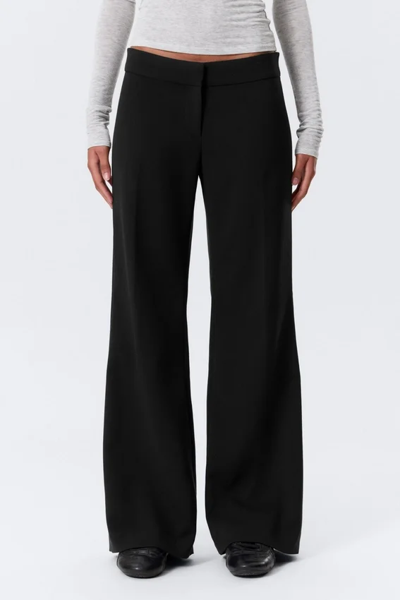 Mid Rise Flared Suiting Trousers – Black Mid Rise Flared Suiting Trousers – Black