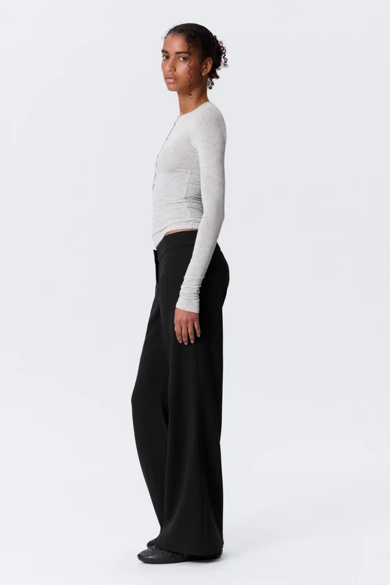 Mid Rise Flared Suiting Trousers – Black Mid Rise Flared Suiting Trousers – Black
