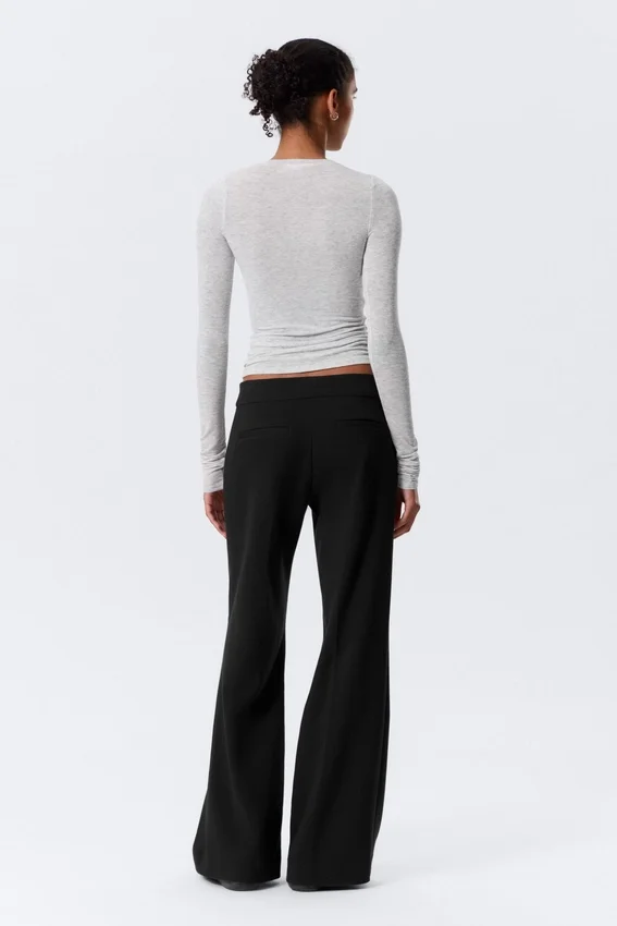 Mid Rise Flared Suiting Trousers – Black Mid Rise Flared Suiting Trousers – Black