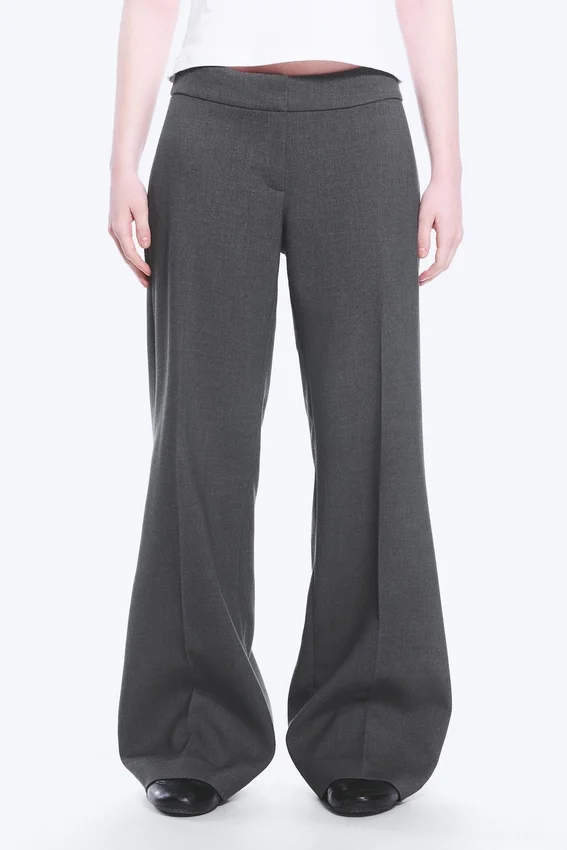 Mid Rise Flared Suiting Trousers – Dark Grey Melange Mid Rise Flared Suiting Trousers – Dark Grey Melange