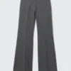 Mid Rise Flared Suiting Trousers – Dark Grey Melange Mid Rise Flared Suiting Trousers – Dark Grey Melange