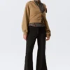 Mid Rise Flared Zip-Up Trousers – Black Mid Rise Flared Zip-Up Trousers – Black