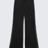 Mid Rise Flared Zip-Up Trousers – Black Mid Rise Flared Zip-Up Trousers – Black