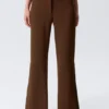 Mid Rise Flared Zip-Up Trousers – Brown Mid Rise Flared Zip-Up Trousers – Brown