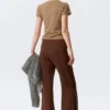 Mid Rise Flared Zip-Up Trousers – Brown Mid Rise Flared Zip-Up Trousers – Brown