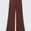 Mid Rise Flared Zip-Up Trousers – Brown Mid Rise Flared Zip-Up Trousers – Brown