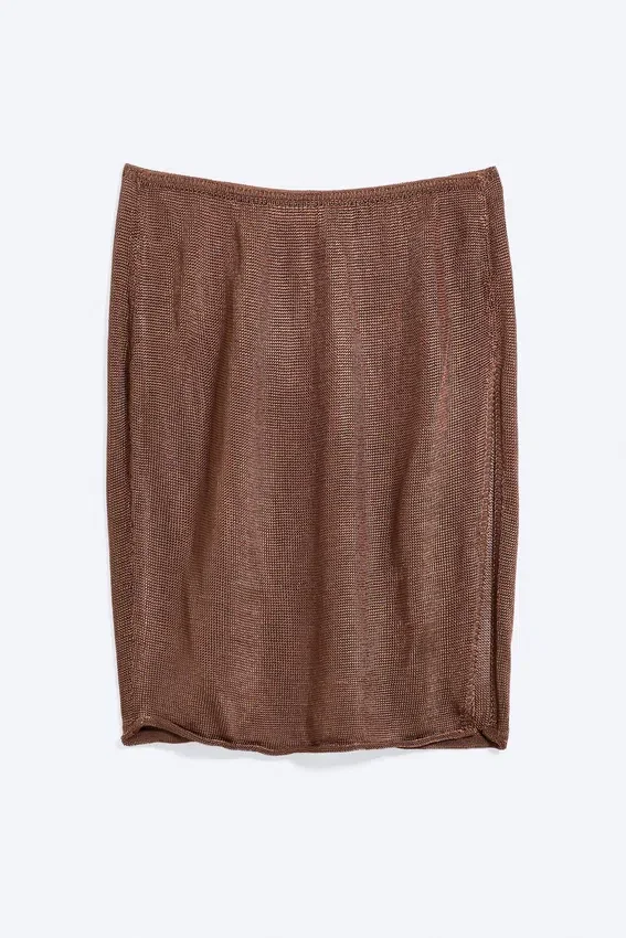 Mid Rise Knitted Midi Skirt – Brown Mid Rise Knitted Midi Skirt – Brown