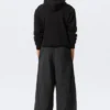 Mid Rise Loose Baggy Leg Nylon Trousers – Black Mid Rise Loose Baggy Leg Nylon Trousers – Black
