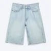 Mid Rise Loose Dart Detailed Denim Shorts – Dream Blue – Light Blue Mid Rise Loose Dart Detailed Denim Shorts – Dream Blue – Light Blue