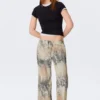 Mid Rise Loose Flounce Trousers – Beige – Snakeskin Pattern Mid Rise Loose Flounce Trousers – Beige – Snakeskin Pattern