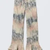 Mid Rise Loose Flounce Trousers – Beige – Snakeskin Pattern Mid Rise Loose Flounce Trousers – Beige – Snakeskin Pattern