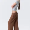 Mid Rise Loose Flounce Trousers – Brown Mid Rise Loose Flounce Trousers – Brown
