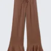 Mid Rise Loose Flounce Trousers – Brown Mid Rise Loose Flounce Trousers – Brown