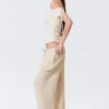 Mid Rise Loose Flounce Trousers – Light Beige Mid Rise Loose Flounce Trousers – Light Beige