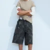 Mid Rise Loose Knee-Length Cargo Shorts – Navy Camo Mid Rise Loose Knee-Length Cargo Shorts – Navy Camo