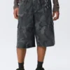 Mid Rise Loose Knee-Length Cargo Shorts – Navy Camo Mid Rise Loose Knee-Length Cargo Shorts – Navy Camo